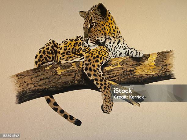 Wandbild Ein Leopard Auf Ingrain Tapete Stockfoto und mehr Bilder von Illustration - Illustration, Leopard, Aquarell