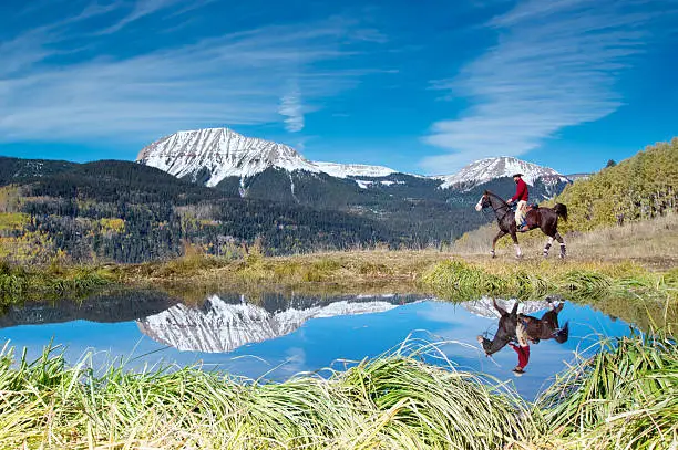 Photo of rocky mountain horseback riding landscape