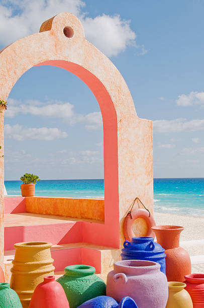 Colorful Mexican pottery and architecture