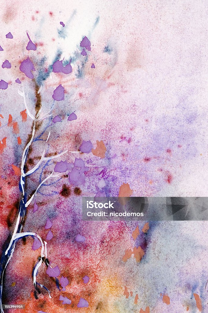 Watercolor - Spring Blossom Tree in Spring Blossom. Watercolor Painting Stock Photo