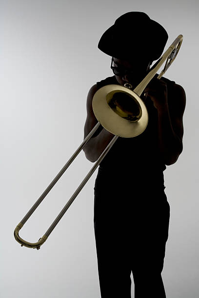 Jazz musician play of trombone