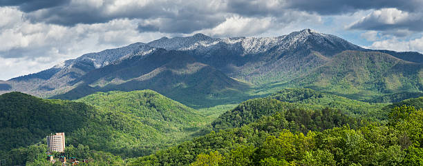 smoky mountains im frühling-panorama - great smoky mountains great smoky mountains national park panoramic appalachian mountains stock-fotos und bilder