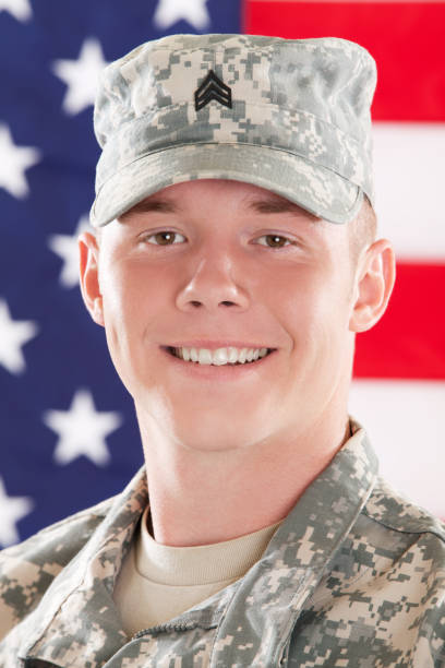 istock Real American soldier smiling 155395967