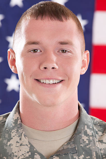 istock Real American soldier smiling 155395971