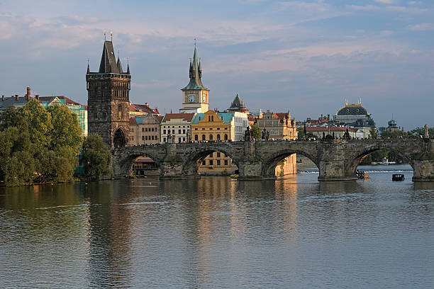 istock View on Charles Bridge at sunset, Prague 155396881
