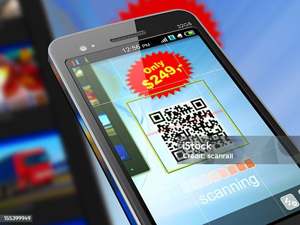 Smartphone Scanning Qr Code For Shopping Stock Photo - Download Image Now - Bar Code Reader, Device Screen, Store
