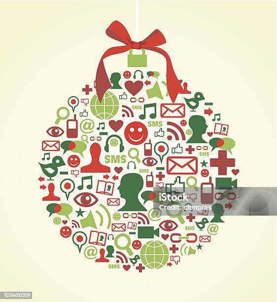 Vetores de Ícones De Mídia Social Bola De Natal e mais imagens de Comunicação Global - Comunicação Global, Natal, Negócios Internacionais