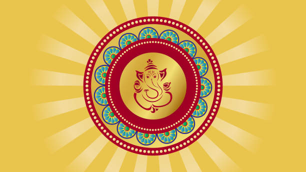 伝統的な背景にヒンドゥー教の神ヴィナヤガガナパティと壁紙 - ganesh点のイラスト素材／クリップアート素材／マンガ素材／アイコン素材