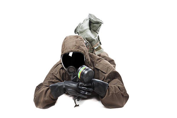 istock Man wearing Hazard Suit in a funny position 155401489