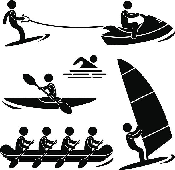 ウォータースポーツ pictogram - silhouette kayaking kayak action点のイラスト素材／クリップアート素材／マンガ素材／アイコン素材