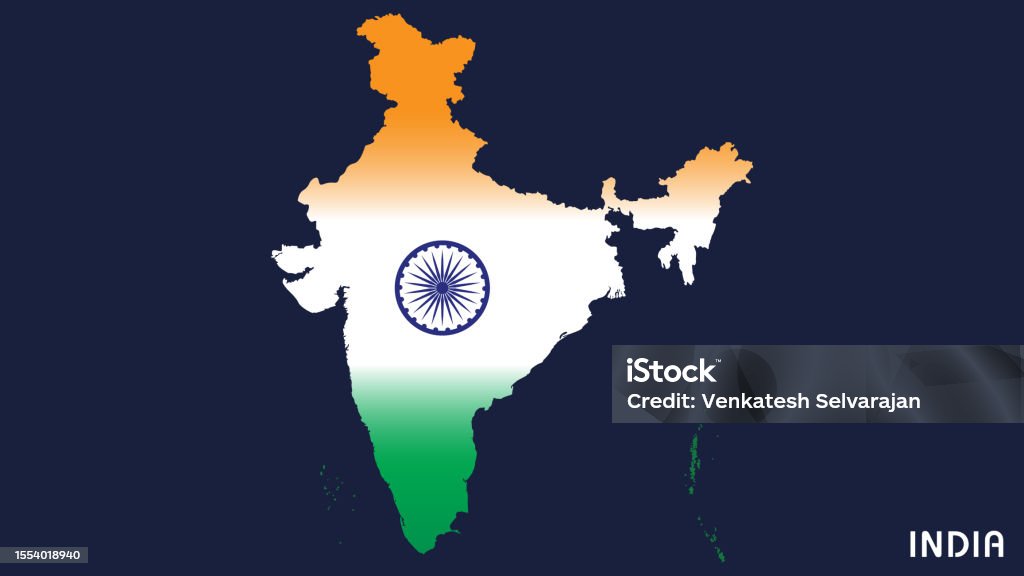 Inian Vector Map Indian Map Overlapped With Indian Flag Vector Illustration Stock ...