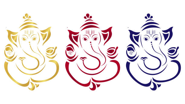 kolorowa wielokrotna ilustracja wektorowa vinayagar ganapati - ganesh stock illustrations