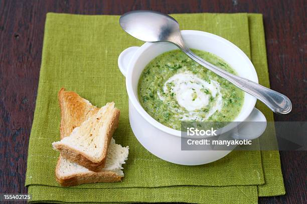 Broccoli And Rocket Soup With Yoghurt Stock Photo - Download Image Now - Arugula, Bowl, Broccoli