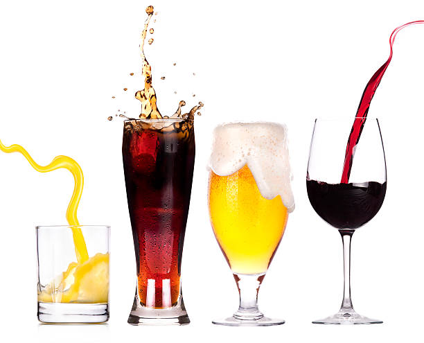 Collection of different images with alcohol isolated LOT OF  DRINKS COLLECTIONS ISOLATED beer glass splash stock pictures, royalty-free photos & images