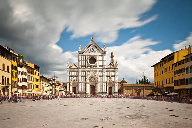 Florence, church Santa Croce Florence, church Santa Croce in the summer time piazza di santa croce stock pictures, royalty-free photos & images