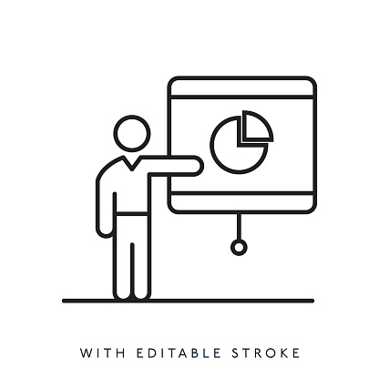 Presenter Business People Line Icon Editable Stroke