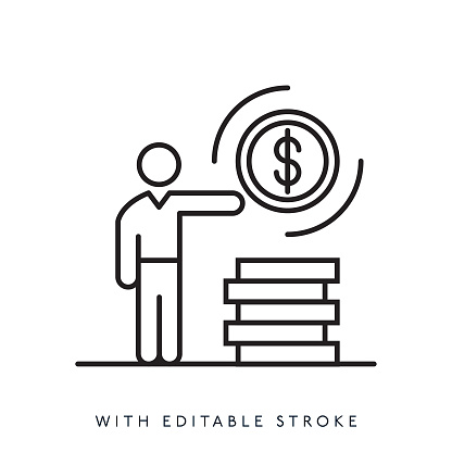 Person with dollar sign line icon.Editable stroke