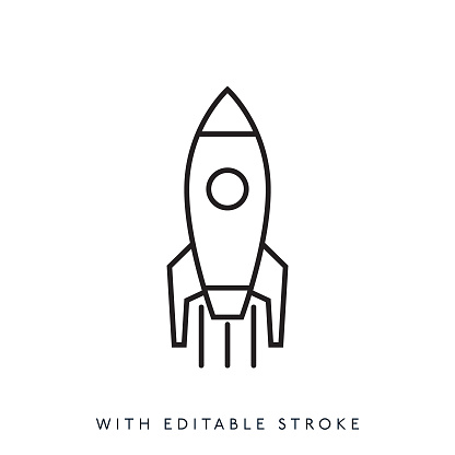 Rocket Line Icon Editable Stroke
