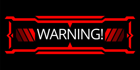 Hud danger alert. Attention vector red interface sign, warning or caution UI. Tech or digital cyber frame. System failure or danger zone.