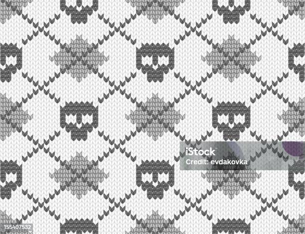 Knitted Pattern With Skulls Stock Illustration - Download Image Now - Sewing, Backgrounds, Black And White