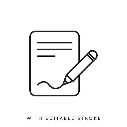 Pencil And Document Line Icon Editable StrokeEditable stroke