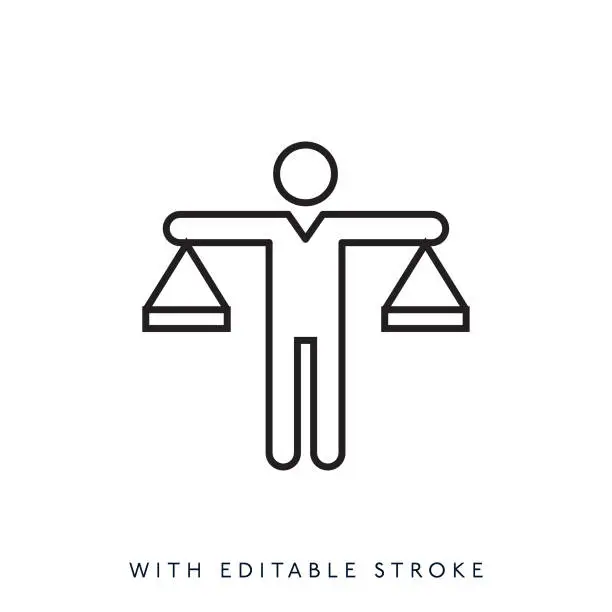 Vector illustration of Business ethic line icon, editable stroke