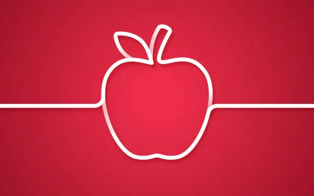 Vector illustration of Seamless Single Line Apple Shape Back to School Background