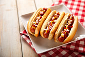 Hot Dog Picnic on White Bench