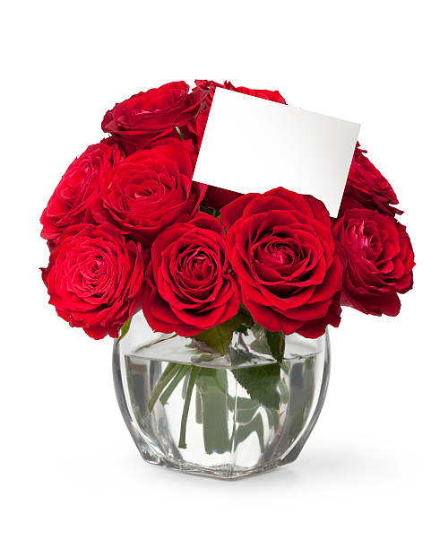 istock red rose with a greeting card 155412200