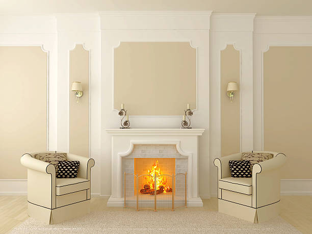 istock Armchairs near the fireplace 155414491