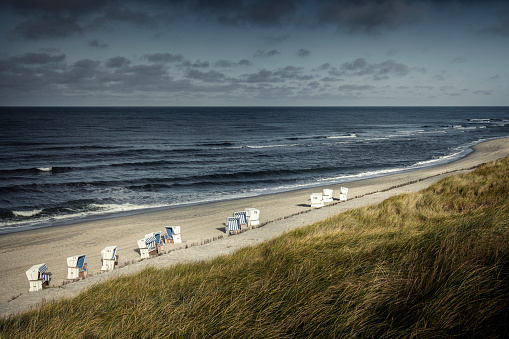 Beach chairs on the island of Juist, Germany