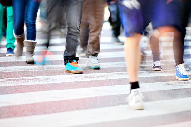 istock Young people crossing street, motion blur 155415241