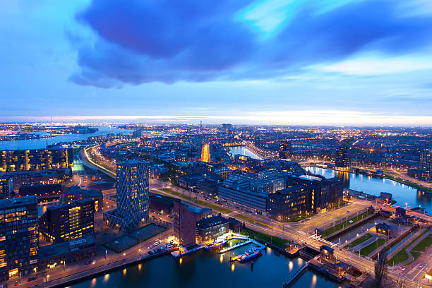 Canals passing though beautiful city of Leeuwarden capital of Friesland in north of Netherlands