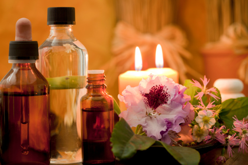 Oil massage and candle for healt spa