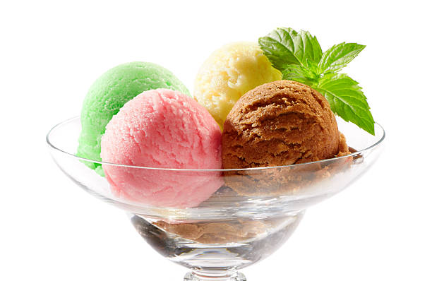 istock An array of four types of ice cream scoops in a glass bowl 155415283