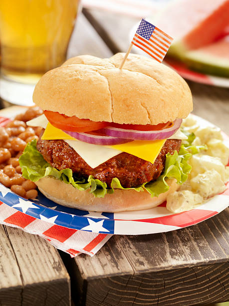 istock 4th of July Burger and Beer 155415995