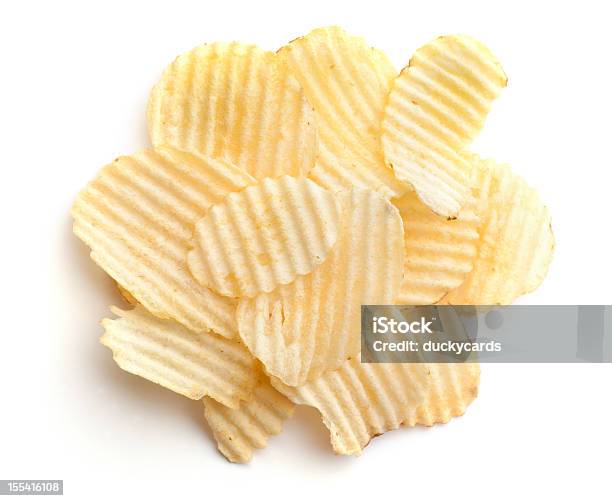 One Serving Of Wavy Potato Chips 1 Ounce-foton och fler bilder på Potatischips - Potatischips, Utskuren bild, Vit bakgrund