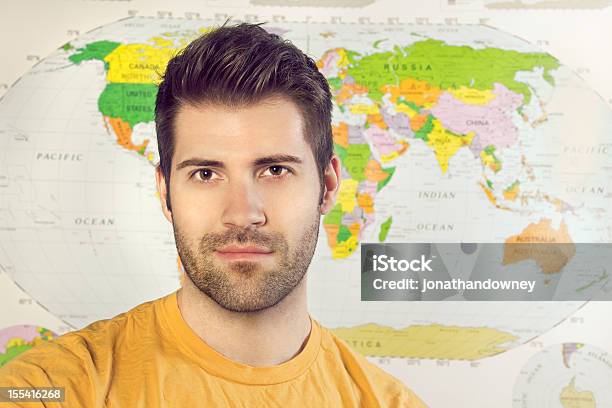 World Travler Stock Photo - Download Image Now - Exchange Student, Human Face, World Map
