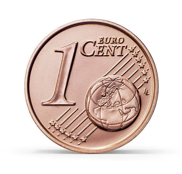 un céntimo de euro moneda (clipping path (borde de corte)) - one euro coin fotografías e imágenes de stock