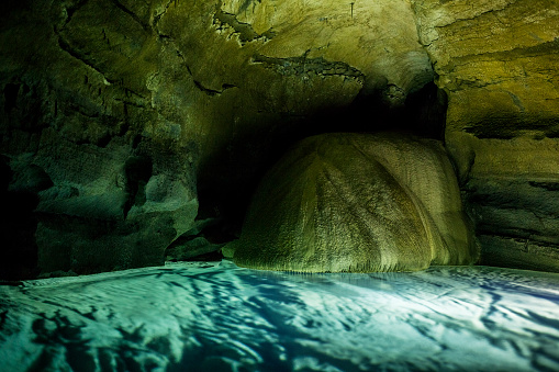 Deep underground cave exploration of Karst cave \