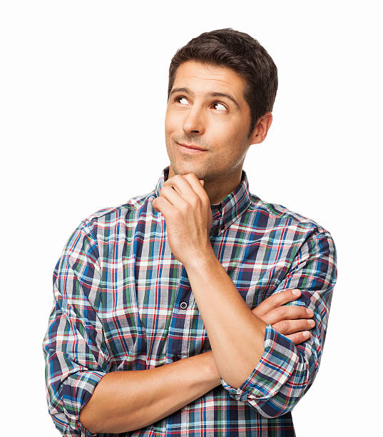 Handsome Young Man Thinking - Isolated stock photo