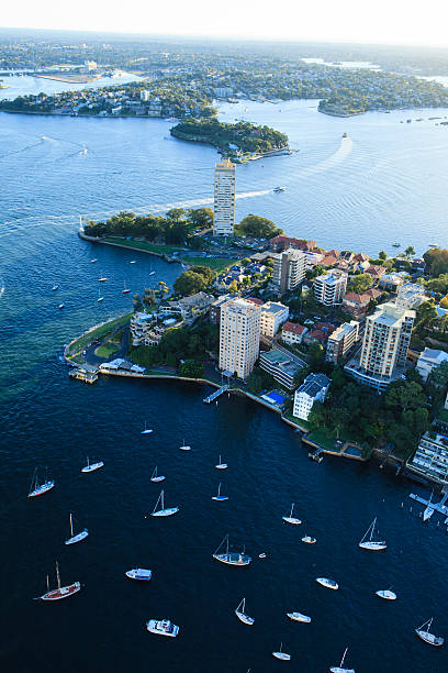 Sydney harbor  view - aerial shot of Blues Point Reserve, Wahroonga