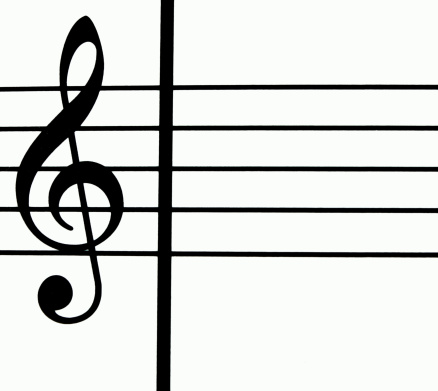 A blank music sheet with treble clef... close-up with copy space.