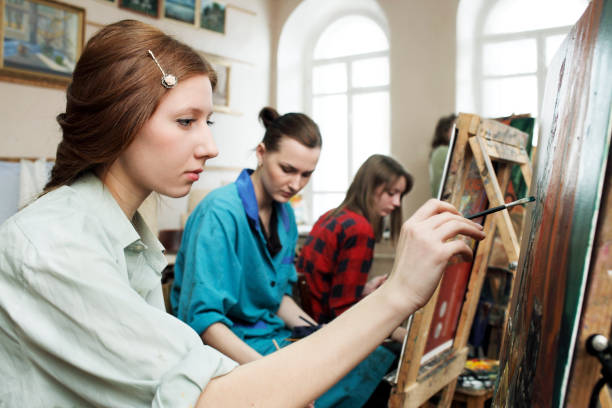 istock Young artists painting workshop 155418784