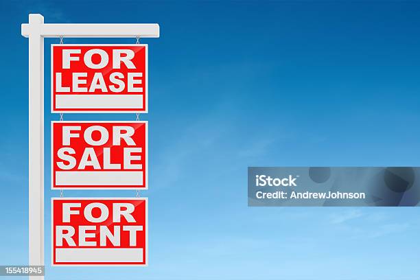 Immobilienzeichen Stockfoto und mehr Bilder von For Lease - englischer Satz - For Lease - englischer Satz, Vermietungsschild, Ausverkauf