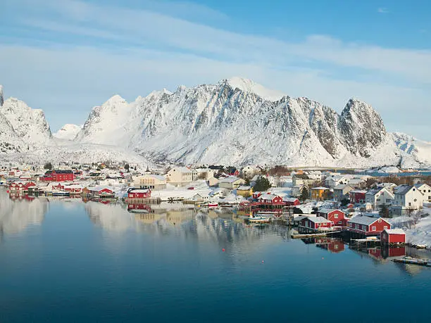 The beautiful fishing village of Reine in the Lofoten Islands, Arctic Norway