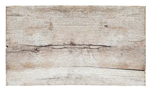 istock Old piece of white weathered wood board. 155419363