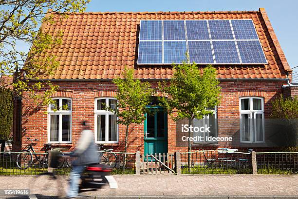 Cute House Stock Photo - Download Image Now - Solar Panel, House, Solar Energy