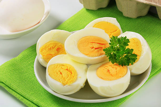 Hardboiled eggs on a plate Hardboiled eggs on a plate boiled egg photos stock pictures, royalty-free photos & images