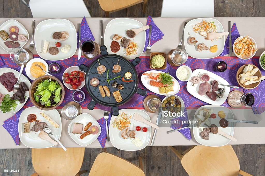 Grillen Fleisch und Meeresfrüchte - Lizenzfrei Raclette Stock-Foto